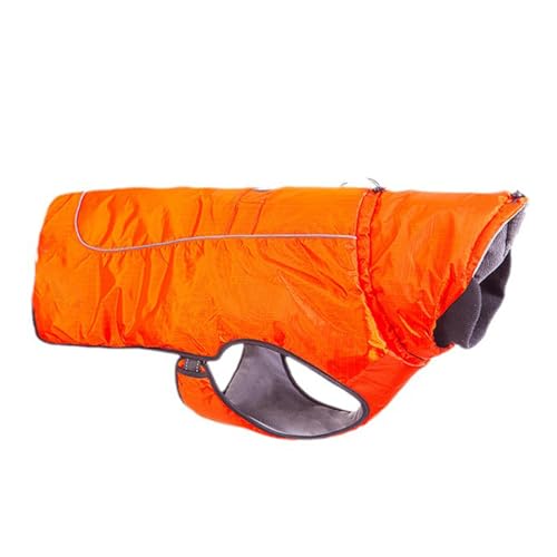 PJDDP Hund kaltes Wettermäntel mit Gurtloch, Rollkragenpullover Hundemantel Hund Fleece Weste wasserdichte Hundekleidung für kaltes Wetter weiche Welpe Weste Kleidung,Orange,M von PJDDP