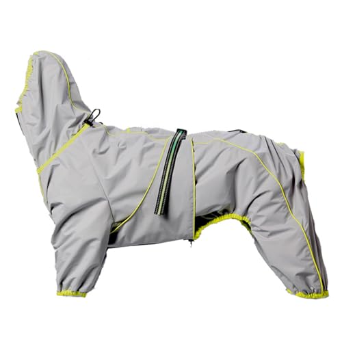 PJDDP Hunde-Winterjacke, wasserdicht, Hunde-Wintermantel mit Reißverschluss, Regen- und schneesicher, Hundemantel, ganzkörpertauglich, verstellbar,Grau,4XL von PJDDP