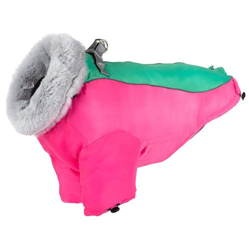 PJDDP Hunde Wintermantel Rollkragenpullover, Hund Winterjacke mit Rucke Reißverschluss wasserdicht winddichtem Hund Reflektierende warme Weste, Weste mit D-Ring-Leinenbefestigung,Rosa,XXL von PJDDP