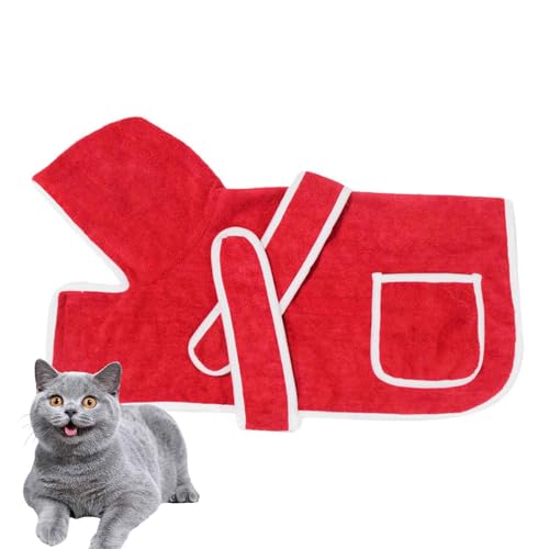 PJDDP Hundebademantel, Saugfähiger Hunde Bademantel, Hunde Handtuch Mit Hund Bademantel Mantel Haustier Bademantel Mit Magischem Klebeband,Rot,XS von PJDDP