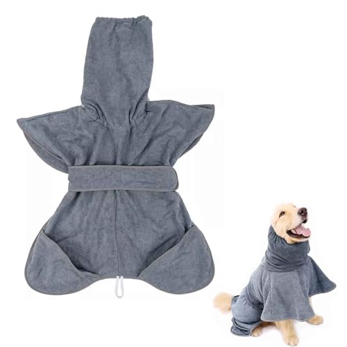 PJDDP Hundebadetuch Extra Saugfahig, Verstellbares Halsband Und Taille Bademantel Gross,Dryup Cape, Geeignet Für Große Und Mittlere Hunde,L von PJDDP