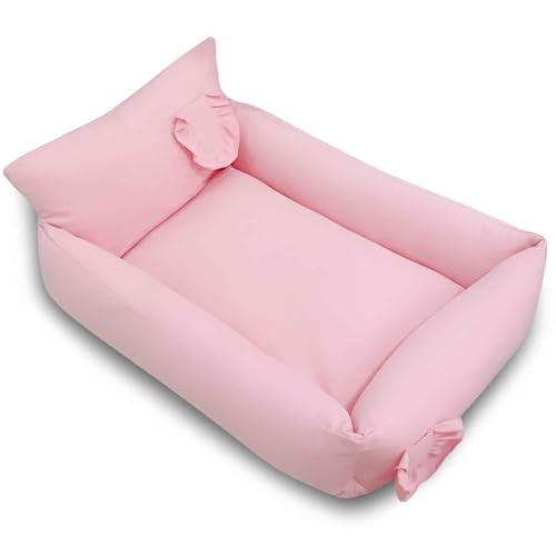 PJDDP Hundebett, Hundebett Flauschig, Hundesofa, rutschfeste Hundekörbchen Mit Bezug Abnehmbar & Waschbar Für Kleine, Mittelgroße Hunde Und Katzen,Rosa,S von PJDDP