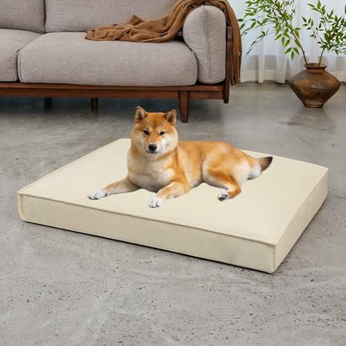 PJDDP Hundebett, Hundekissen, Hundematratze, Weiche Katzenbett Mit Rutschfester Unterseite, Bezug Abnehmbar Und Maschinenwaschbar, Für Kleine, Mittelgroße Und Große Hunde, Katzen,Beige,XL von PJDDP