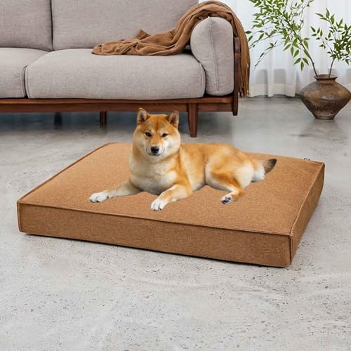 PJDDP Hundebett, Hundekissen, Hundematratze, Weiche Katzenbett Mit Rutschfester Unterseite, Bezug Abnehmbar Und Maschinenwaschbar, Für Kleine, Mittelgroße Und Große Hunde, Katzen,Khaki,XL von PJDDP