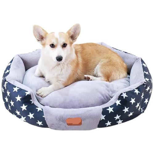 PJDDP Hundebett, rutschfeste Hundebetten, Katzenbett Mit Abnehmbarem Waschbarem Bezug, Doppelseitiges Hundekissen Für Kleine, Mittelgroße Hunde, Katzen,Navy Blue,L von PJDDP