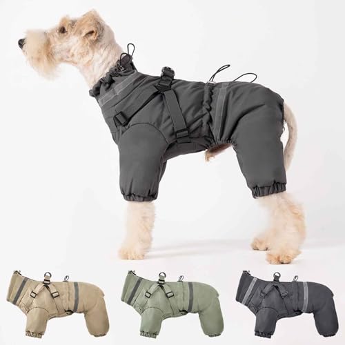 PJDDP Hundejacke Winter Wasserdicht, Warme Hundemäntel, Reflektierend Hundekleidung Mit Verstellbarem Brustriemen, Für Hund Indoor & Outdoor Camping Wandern,Bean Green,L von PJDDP