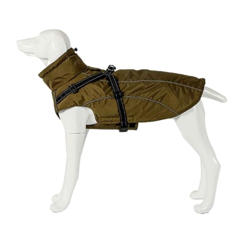 PJDDP Hundejacken Wasserdicht Für Winter, Reflektierende Hundeweste Mit Geschirr, Warme Rollkragen Hundejacke, Für Kleine Mittelgroße Grosse Hunde,Army Green,3XL von PJDDP