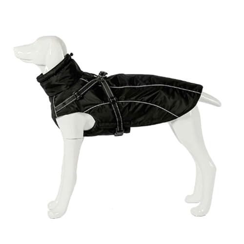 PJDDP Hundejacken Wasserdicht Für Winter, Reflektierende Hundeweste Mit Geschirr, Warme Rollkragen Hundejacke, Für Kleine Mittelgroße Grosse Hunde,Schwarz,3XL von PJDDP