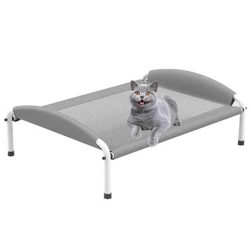 PJDDP Hundeliege Outdoor, Erhöhtes Hundebett, Erhöhtes Katzenbett, Waschbares Netzgewebe, Hundebett Für Haus Und Garten, Ideal Zur Gelenkentlastung,Grau,XXL von PJDDP