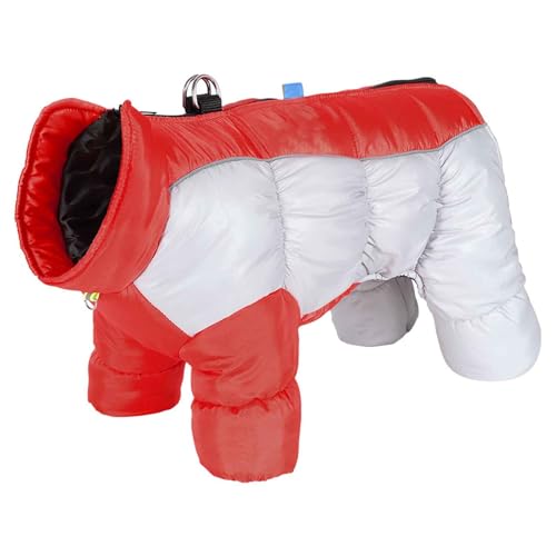 PJDDP Hundemantel Wasserdicht, Reflektierend Hundejacke, Wärme Hundemantel, Winddicht Hundejacke Mit D-Ring, Für Kleine Hunde, Camping Wandern,Rot,XL von PJDDP