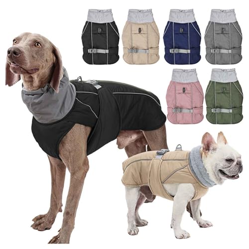 PJDDP Hundemantel Winter, wasserdichte Hundejacke, Reflektierende Winterjacke, Hunde Warm Winterweste,Hund Warm Kleidung Für Kleine Mittel Und Große Hunde,Army Green,XL von PJDDP