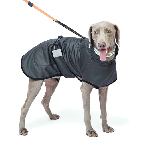 PJDDP Hundemantel Winter, wasserdichte Verstellbare Fleecefutter Hundejacke Mit Turtleneck Und Kordelzug, Gemütliche Schneejacken, Weste Für Mittelgroße Und Große Hunde,Schwarz,S von PJDDP