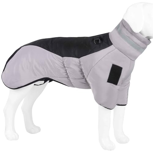 PJDDP Hundemantel Winter,Warme Hundejacke Mit Beinen,Wintermantel Hund Mit Reißverschluss Und Reflektierender Streifen Für Große Mittelgroße Hunde,Schwarz,XXL von PJDDP