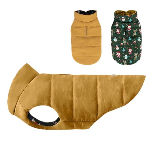 PJDDP Hundemantel Winterjacke, Haustier Hund Warm Mantel, Warme Hundeweste, Winddichte Hundekleidung Mit Geschirrloch, Für Kaltes Wetter, Für Kleine Mittelgroße Hunde,Gelb,M von PJDDP