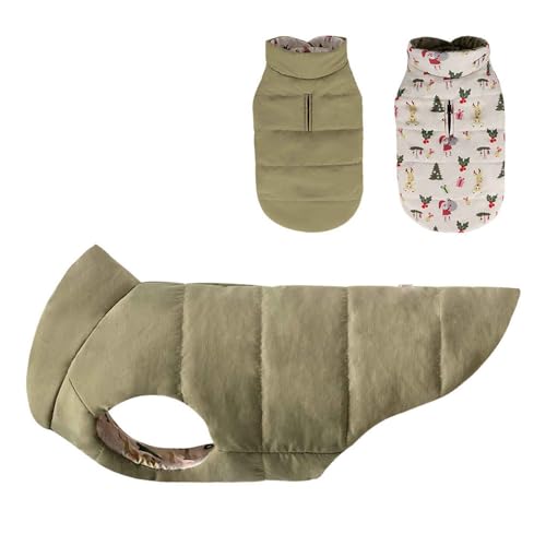 PJDDP Hundemantel Winterjacke, Haustier Hund Warm Mantel, Warme Hundeweste, Winddichte Hundekleidung Mit Geschirrloch, Für Kaltes Wetter, Für Kleine Mittelgroße Hunde,Khaki,L von PJDDP