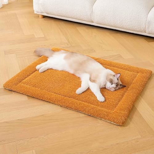 PJDDP Hundematte, Waschbar Haustiermatratze, Hundebett, Katzenbett Mit Rutschfester Unterseite, Für Kleine Und Mittelgroße Hunde Und Katzen,Orange,XL von PJDDP