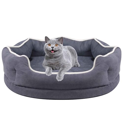 PJDDP Hundesofa, Haustiersofa, Orthopädisches Hundebett, Memory Foam Hundesofa, Waschbar rutschfest Hundebetten Mit Eierförmiger Kistenschaum,Grau,S von PJDDP