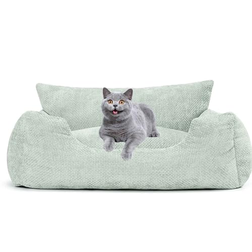 PJDDP Hundesofa, Katzensofa, Flauschiges Haustier-Couchbett Mit Abnehmbarem Waschbarem Bezug, Rutschfestem Boden Für Mittelgroße Und Kleine Hunde,Turquoise,L von PJDDP