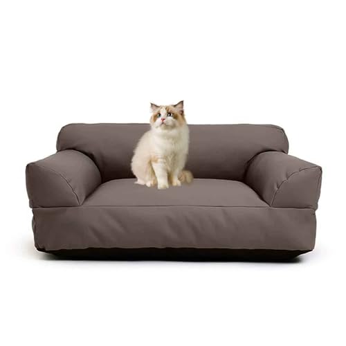 PJDDP Hundesofa, wasserdichte Hundebett, Katzensofa Mit Abnehmbarem, Waschbarem Bezug, Rutschfester Boden, Für Große, Mittelgroße & Kleine Hunde,Dark Brown,L von PJDDP