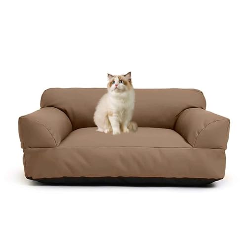 PJDDP Hundesofa, wasserdichte Hundebett, Katzensofa Mit Abnehmbarem, Waschbarem Bezug, Rutschfester Boden, Für Große, Mittelgroße & Kleine Hunde,Light Brown,L von PJDDP