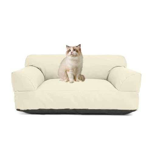 PJDDP Hundesofa, wasserdichte Hundebett, Katzensofa Mit Abnehmbarem, Waschbarem Bezug, Rutschfester Boden, Für Große, Mittelgroße & Kleine Hunde,Weiß,M von PJDDP