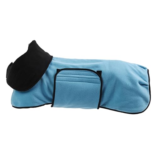 PJDDP Hundewinterjacke Polar Fleece, Hundewintermantel Plüschkragen, Verstellbare Hundejacken Fleece Hundeweste Outdoor Hundebekleidung Mit Verstellbaren Bändern,Blau,L von PJDDP