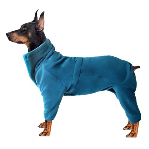 PJDDP Hundewintermantel Mit Rückenreißverschluss, Vierbeiniger Hundemantel, Warme Fleece-Hundejacke, Winddichte Polar-Fleece-Hundejacke,Blau,3XL von PJDDP