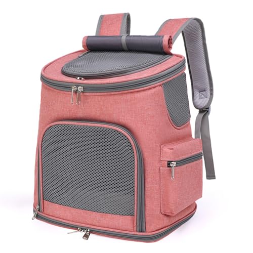 PJDDP Katzen-Rucksack-Tragetasche, Haustier-Rucksack Für Mittelgroße Katzen Und Kleine Hunde, Faltbare Welpen-Tragetasche, Sonnenschutzvorhänge, Katzen-Taschen-Rucksack,Rosa von PJDDP