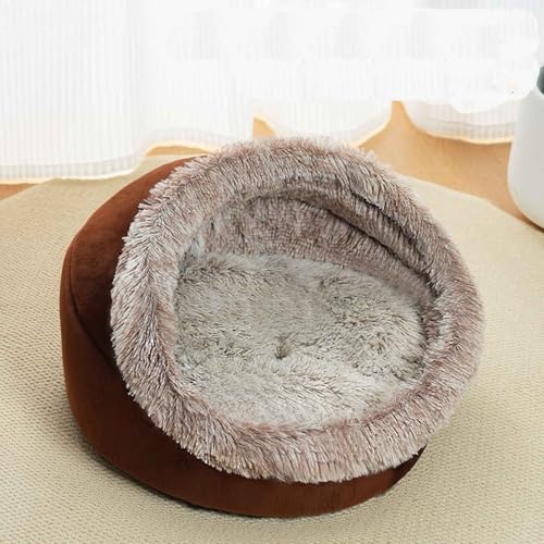 PJDDP Katzenbett Für Indoor-Katzen, Katzenhöhle, Katzenzelt Mit Abnehmbarem, Waschbarem Kissen Für Kleine Haustiere Katzen,Braun,L von PJDDP