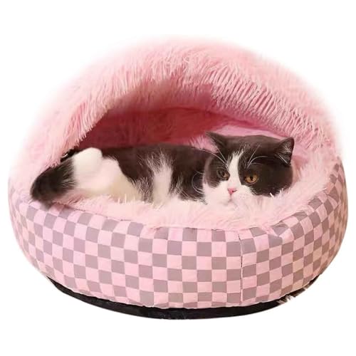 PJDDP Katzenhöhlen Bett Katzenbett, Katzenhaus Indoor, Hundehöhlenbett, Haustierzelt, Katzenbett Flauschig, Katzenschlafsack Für Den Winter, Für Katzen Und Welpen,Rosa,L von PJDDP