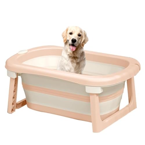 PJDDP Multifunktionale Zusammenklappbare Haustier Badewanne Mit Abflussloch, Kleine Haustiere Badewanne Für Welpen Kleine Hunde Katzen Und Kinder,Rosa von PJDDP