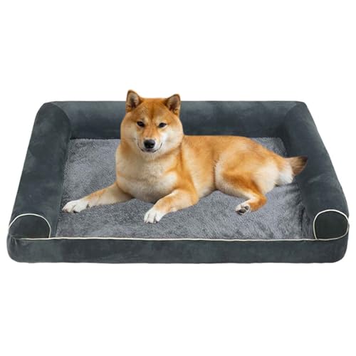 PJDDP Orthopädisches Hundebett, Gemütliches Waschbares Hundecouch Hunde Bettchen, Waschbar rutschfest Hundebetten Für Kleine, Mittelgroße & Große Hunde, Katzen,Dark Gray,L von PJDDP