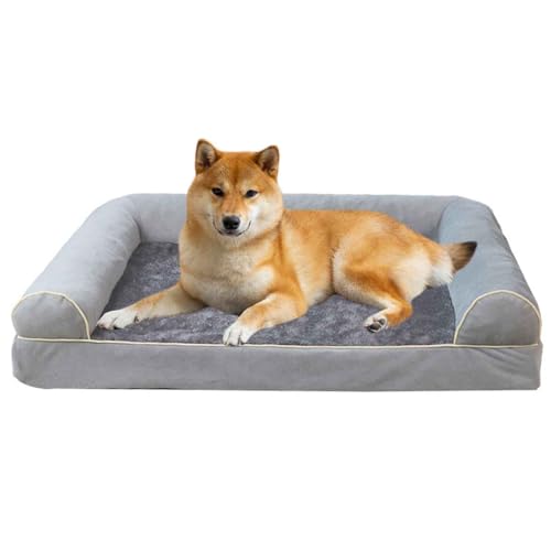 PJDDP Orthopädisches Hundebett, Gemütliches Waschbares Hundecouch Hunde Bettchen, Waschbar rutschfest Hundebetten Für Kleine, Mittelgroße & Große Hunde, Katzen,Light Gray,XL von PJDDP