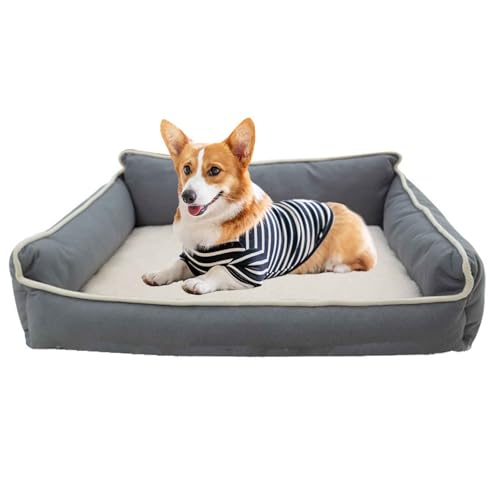 PJDDP Orthopädisches Hundebett, Hundekissen, Hundesofa Waschbar Mit Eiförmigem Schaumstoff, Hundebett Für Kleine, Mittelgroße & Große Hunde,Grau,M von PJDDP