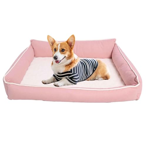 PJDDP Orthopädisches Hundebett, Hundekissen, Hundesofa Waschbar Mit Eiförmigem Schaumstoff, Hundebett Für Kleine, Mittelgroße & Große Hunde,Rosa,L von PJDDP