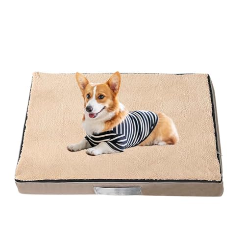 PJDDP Orthopädisches Hundebett, Hundekissen, Rutschfestes Haustierbett, Wasserdichtes Hundesofa Mit Bezug Abnehmbar Und Waschbar Für Kleine, Mittelgroße & Große Hunde,Khaki,XL von PJDDP