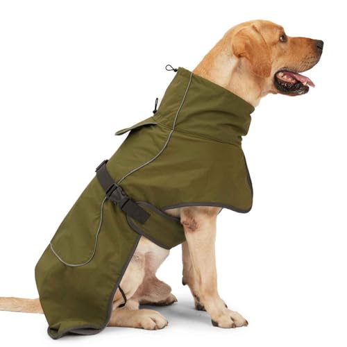 PJDDP Outdoor-Hunde-Sportweste, Winddichte Hundejacke, Warmer Mantel Für Mittelgroße Und Große Hunde - Wasserabweisend, Sicherheitsweste Mit Geschirrloch,Army Green,XL von PJDDP