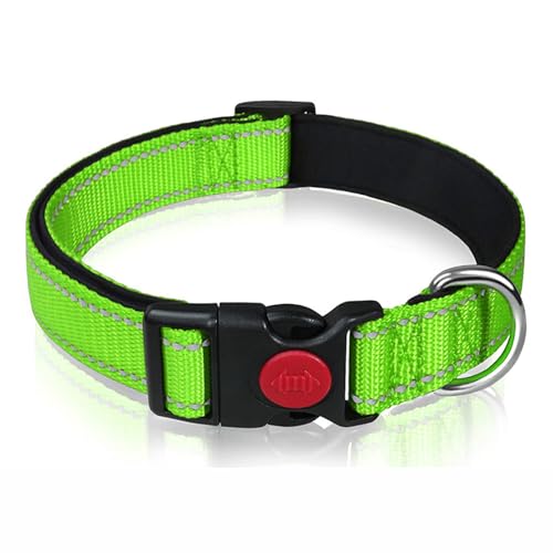 PJDDP Reflektierendes Hundehalsband, Gepolstert Mit Weichem Neopren, Atmungsaktiv, Schnellverschluss, Einfache Hundehalsbänder,Grau,L von PJDDP