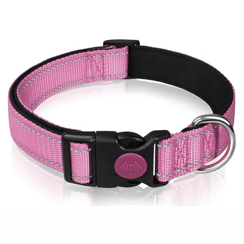 PJDDP Reflektierendes Hundehalsband, Gepolstert Mit Weichem Neopren, Atmungsaktiv, Schnellverschluss, Einfache Hundehalsbänder,Grün,M von PJDDP