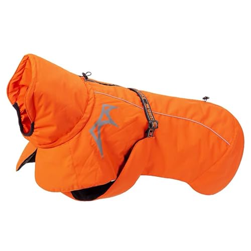 PJDDP Rollkragenhundemantel, Wasserdichter Hundemantel Mit Schnalle Winterhundemantel Mit Eingebautem Geschirr Reflektierend Für Sicherheit Reißverschlussöffnung Für Geschirr,Orange,4XL von PJDDP