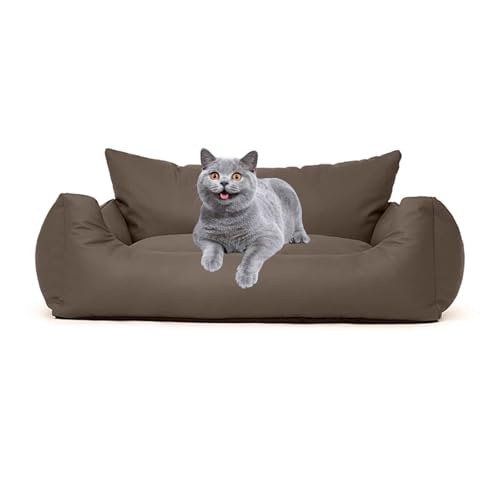 PJDDP Schlafsofa Für wasserdichte Hunde, Hundesofa, Katzensofa Flauschig Mit Abnehmbarem, Waschbarem Bezug, Rutschfestem Boden, Für Kleine & Mittelgroße Hunde Katzen,Dark Brown,L von PJDDP