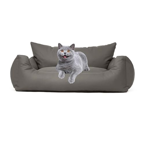 PJDDP Schlafsofa Für wasserdichte Hunde, Hundesofa, Katzensofa Flauschig Mit Abnehmbarem, Waschbarem Bezug, Rutschfestem Boden, Für Kleine & Mittelgroße Hunde Katzen,Grau,M von PJDDP