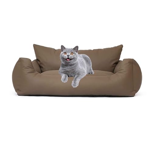 PJDDP Schlafsofa Für wasserdichte Hunde, Hundesofa, Katzensofa Flauschig Mit Abnehmbarem, Waschbarem Bezug, Rutschfestem Boden, Für Kleine & Mittelgroße Hunde Katzen,Light Brown,L von PJDDP