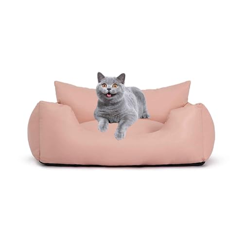 PJDDP Schlafsofa Für wasserdichte Hunde, Hundesofa, Katzensofa Flauschig Mit Abnehmbarem, Waschbarem Bezug, Rutschfestem Boden, Für Kleine & Mittelgroße Hunde Katzen,Rosa,L von PJDDP