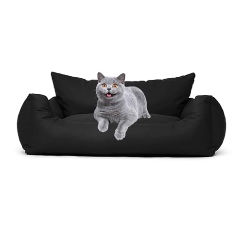 PJDDP Schlafsofa Für wasserdichte Hunde, Hundesofa, Katzensofa Flauschig Mit Abnehmbarem, Waschbarem Bezug, Rutschfestem Boden, Für Kleine & Mittelgroße Hunde Katzen,Schwarz,S von PJDDP