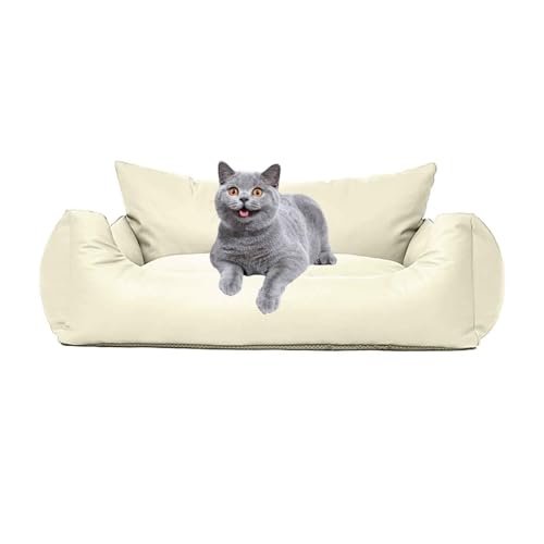 PJDDP Schlafsofa Für wasserdichte Hunde, Hundesofa, Katzensofa Flauschig Mit Abnehmbarem, Waschbarem Bezug, Rutschfestem Boden, Für Kleine & Mittelgroße Hunde Katzen,Weiß,L von PJDDP