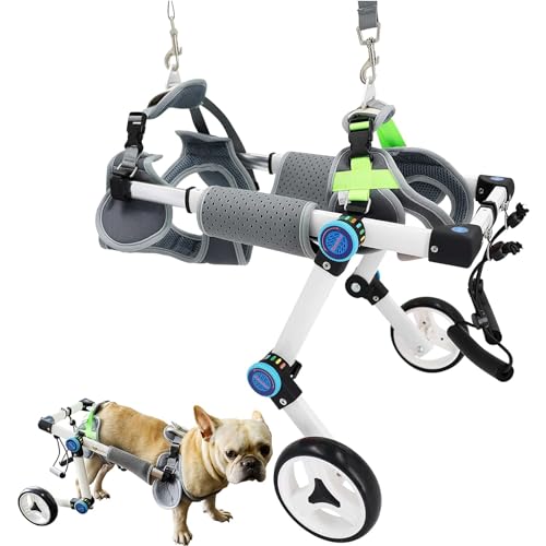 PJDDP Verstellbarer Hunderollstuhl, 2-Räder-Hunderückenstütze Für Hunde Mit Behinderung, Hundehinterbein-Rehabilitationswagen, Aluminium-Befestigungsrahmen,M von PJDDP