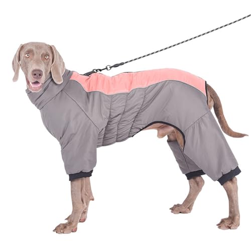 PJDDP Vier -Beinhund -Mantel wasserdicht, reflektierender Hunde Wintermantel Ganzer Körper Winterhundweste mit gebautem Geschirr Hundejacke mit Reißverschluss,Rosa,4XL von PJDDP