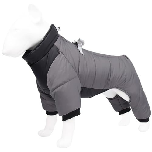 PJDDP Vierbeiniger Hundemantel, warme Hundejacke, Winter-Hundemantel, wasserdichter Hundemantel, Winddicht, wasserdicht, komplette Hunde-Schneejacke, Schneeanzug,Grau,XXL von PJDDP