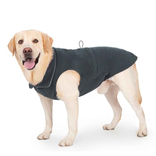 PJDDP Warme Hundejacke, Verstellbaren Hundeweste, Winddichtes Reflektierend Winterweste, Warme Hundeweste Mit Harness Loch, Für Kleine, Mittlere Und Große Hunde,Dark Gray,3XL von PJDDP